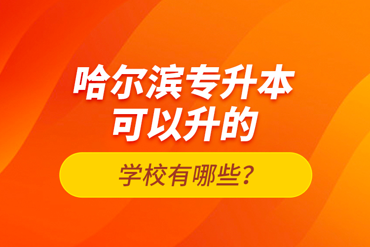 哈爾濱專升本可以升的學(xué)校有哪些？