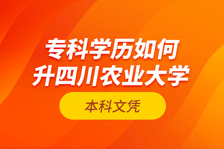 ?？茖W(xué)歷如何升四川農(nóng)業(yè)大學(xué)本科文憑