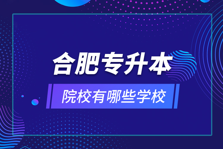 合肥專升本院校有哪些學(xué)校？